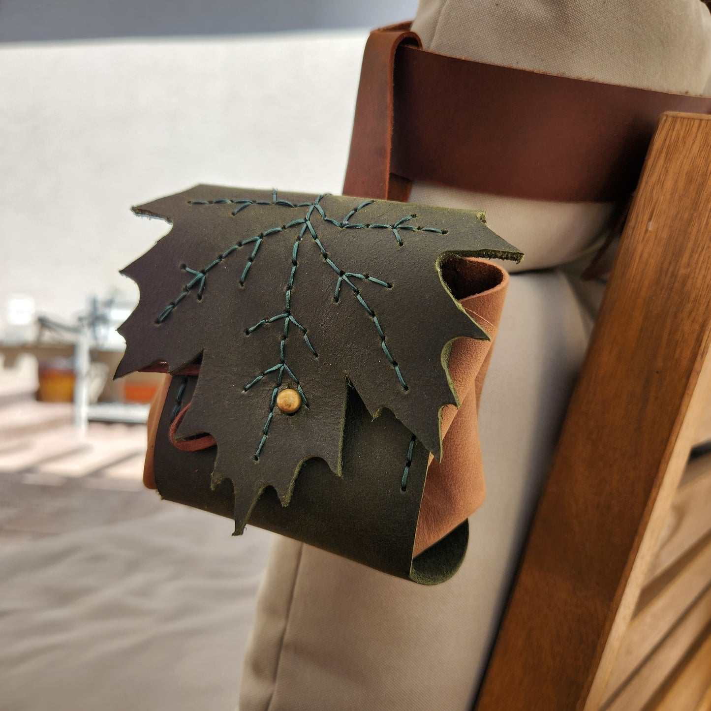 Original Maple Leaf Drawstring Belt Pouch Pattern Tutorial - Elven Leaf Pouch - DIY Fairy Fae pouch Druid Bag - Simple Good Leather