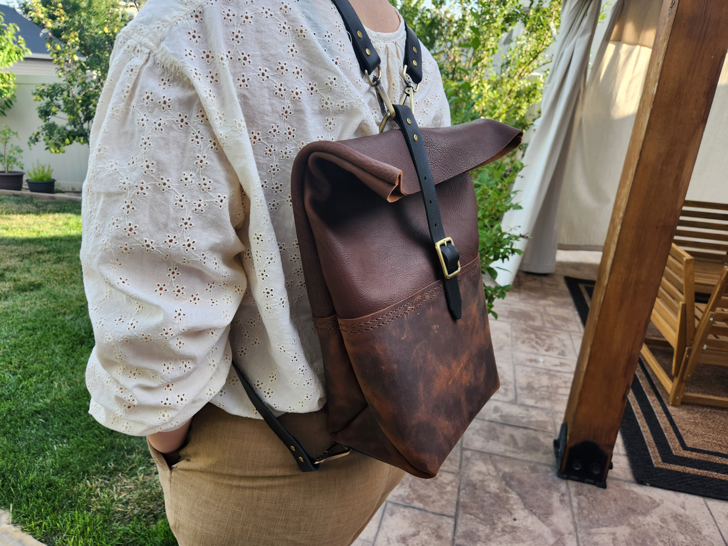 Roll Top Backpack Pattern - DIY Roll-Top Leather Bag Pattern - Leather Bag or Backpack - Simple Good Leather