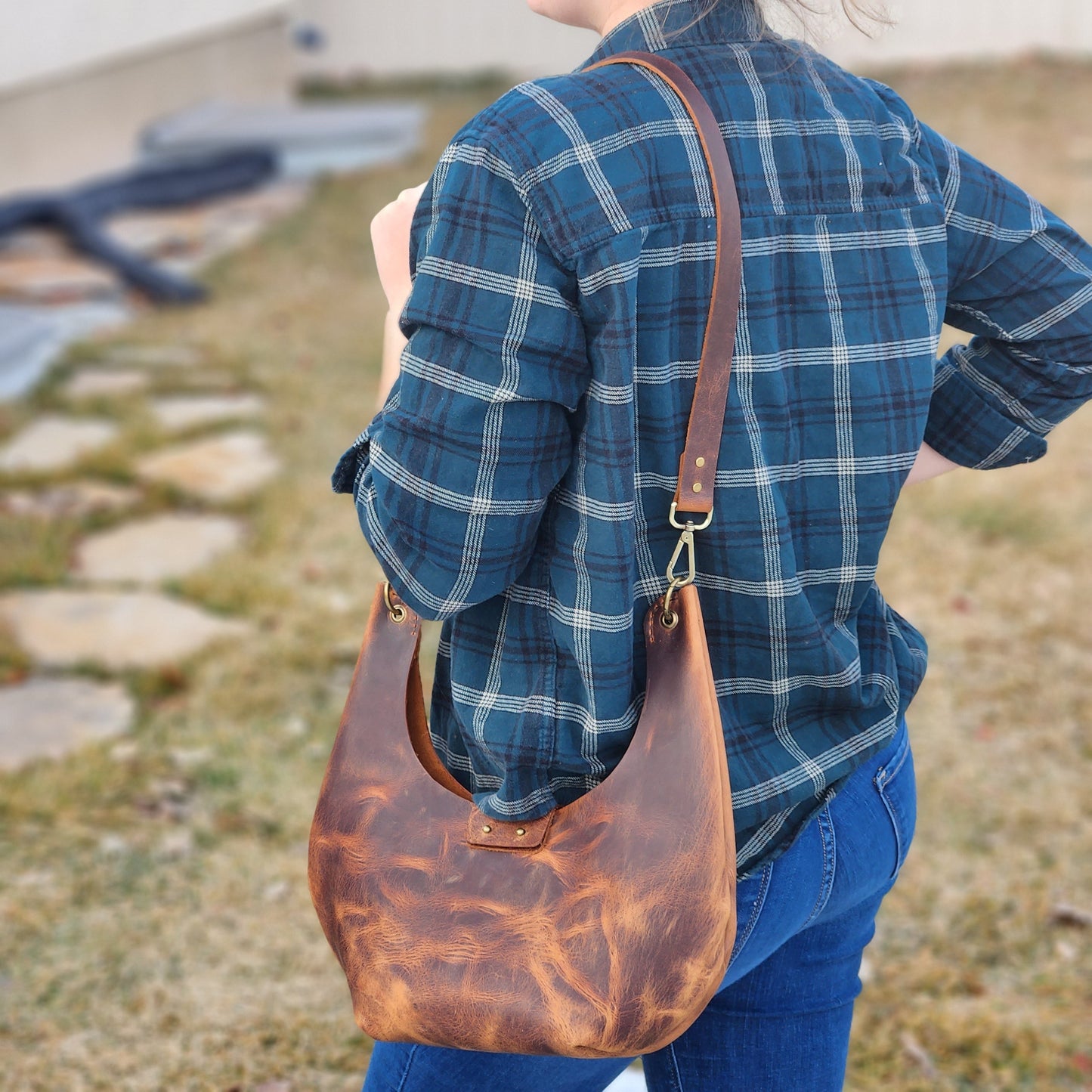 Leather Hobo Tote Pattern - 2 versions - DIY Leather Slouch Purse Pattern - Leather Hobo Tote Bag - Simple Good Leather