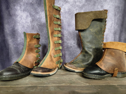 Leather Spats or Gaiters - Short and Tall Spats - 2 versions and Custom sizing - Steampunk Leather Spats PDF DIY Leather Patterns - Simple Good Leather
