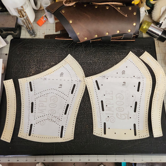 Leather Bracers 2 styles - Arm Guard Patterns Medieval Bracers, Fantasy, LARP, Template for Cosplay or Renfair Bundle PDF Download - Simple Good Leather