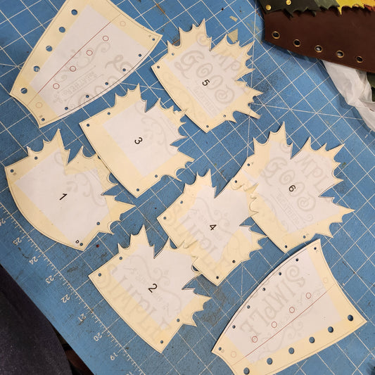 Maple Leaf Leather Bracers - PDF DIY Maple Leaves Arm Guard Patterns: Medieval Bracers, Fantasy, LARP, Template for Cosplay or Ren faire - Simple Good Leather