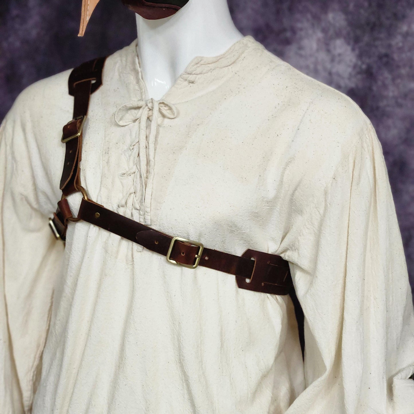 Leather Harness with Back Scabbard for Sword - Simple and Beginner Friendly - DIY PDF Leather Pattern and Video Tutorial - Cosplay LARP - Simple Good Leather