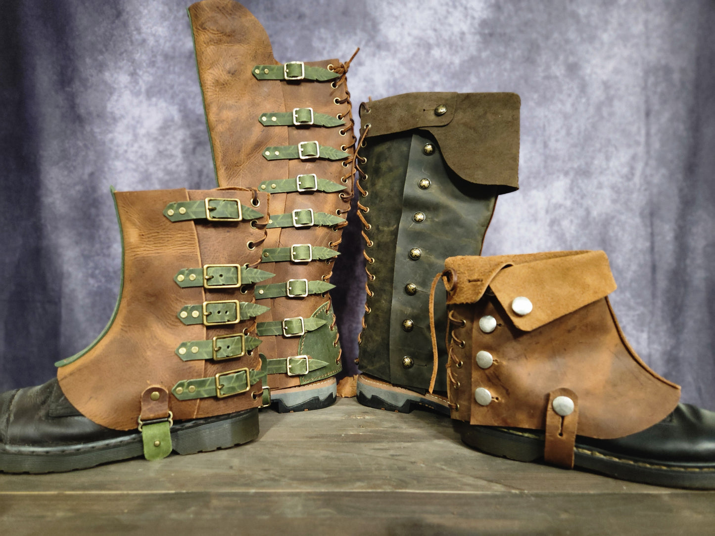 Leather Spats or Gaiters - Short and Tall Spats - 2 versions and Custom sizing - Steampunk Leather Spats PDF DIY Leather Patterns