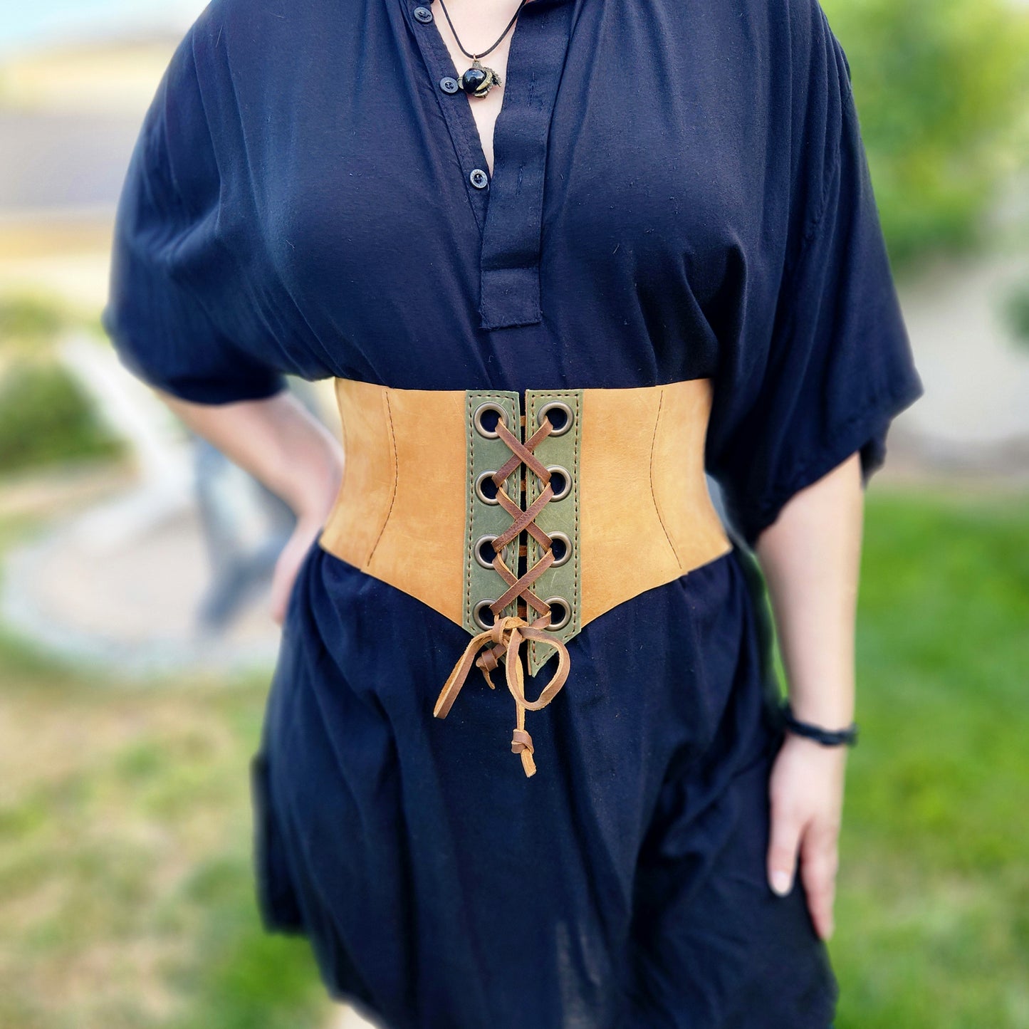 Ranger Corset Leather Pattern – Beginner Friendly Hip Corset with Buckle Back and Chunky Lacing