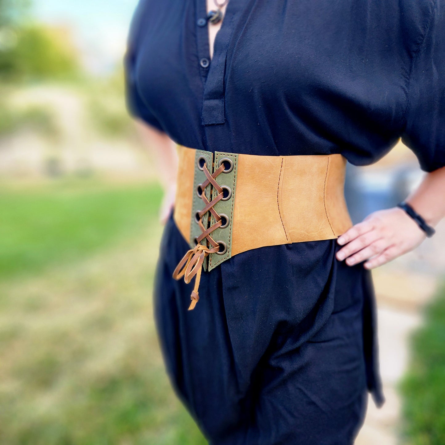 Ranger Corset Leather Pattern – Beginner Friendly Hip Corset with Buckle Back and Chunky Lacing