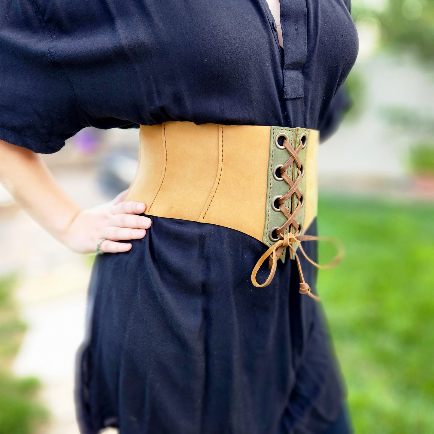 Ranger Corset Leather Pattern – Beginner Friendly Hip Corset with Buckle Back and Chunky Lacing