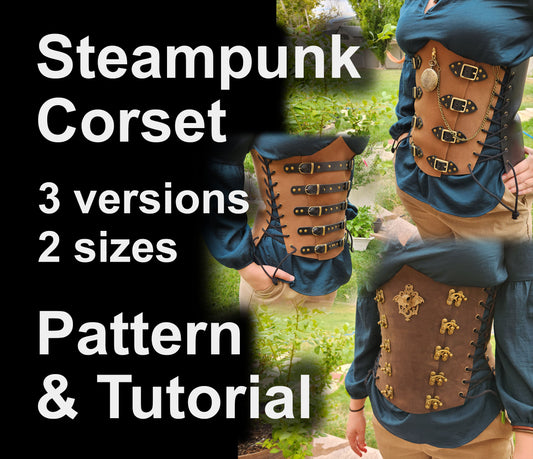 Leather Corsets PDF Pattern and Tutorial - 3 Versions + 2 sizes - DIY Steampunk Corset - Perfect for comiccon costume, LARP, cosplay, or D&D - Simple Good Leather