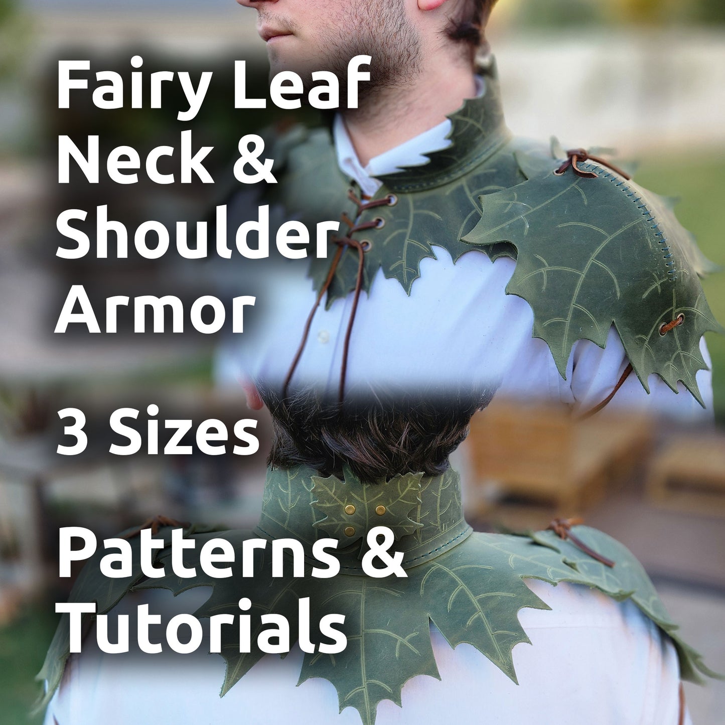 Fairy Leaf Neck and Shoulder Armor - 3 Sizes included in the pattern - DIY PDF Patterns and Video Tutorial - Maple leaf Elf Fae Cosplay LARP - Simple Good Leather