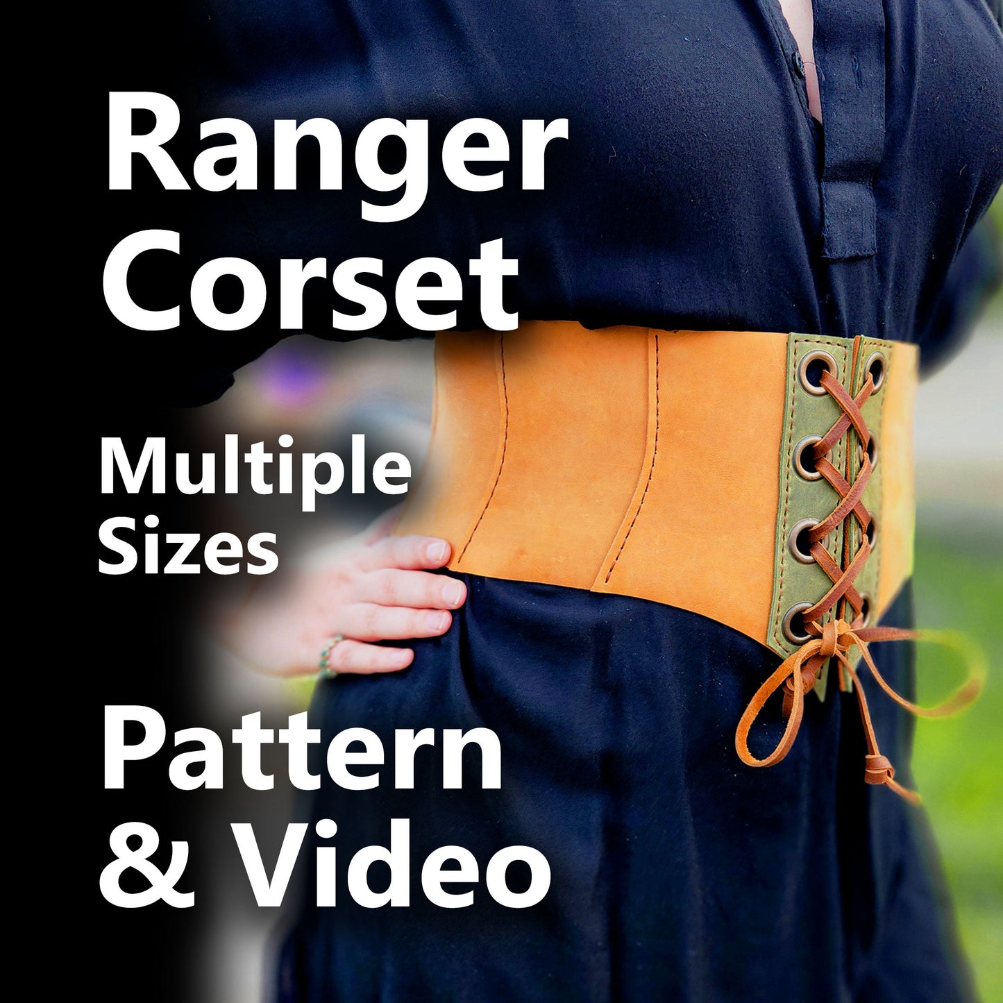 Ranger Corset Leather Pattern – Beginner Friendly Hip Corset with Buckle Back and Chunky Lacing