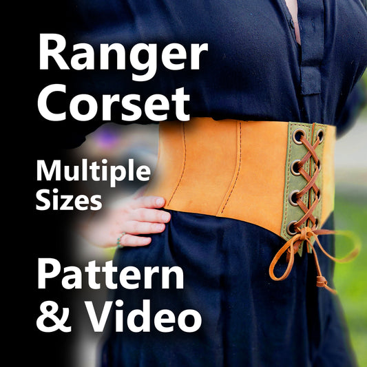 Ranger Corset Leather Pattern – Beginner Friendly Hip Corset with Buckle Back and Chunky Lacing