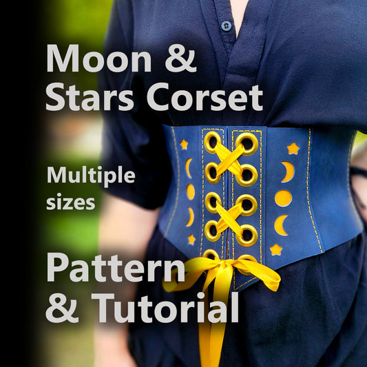 Moon & Stars Leather Corset Pattern – DIY Celestial Corset leather pattern