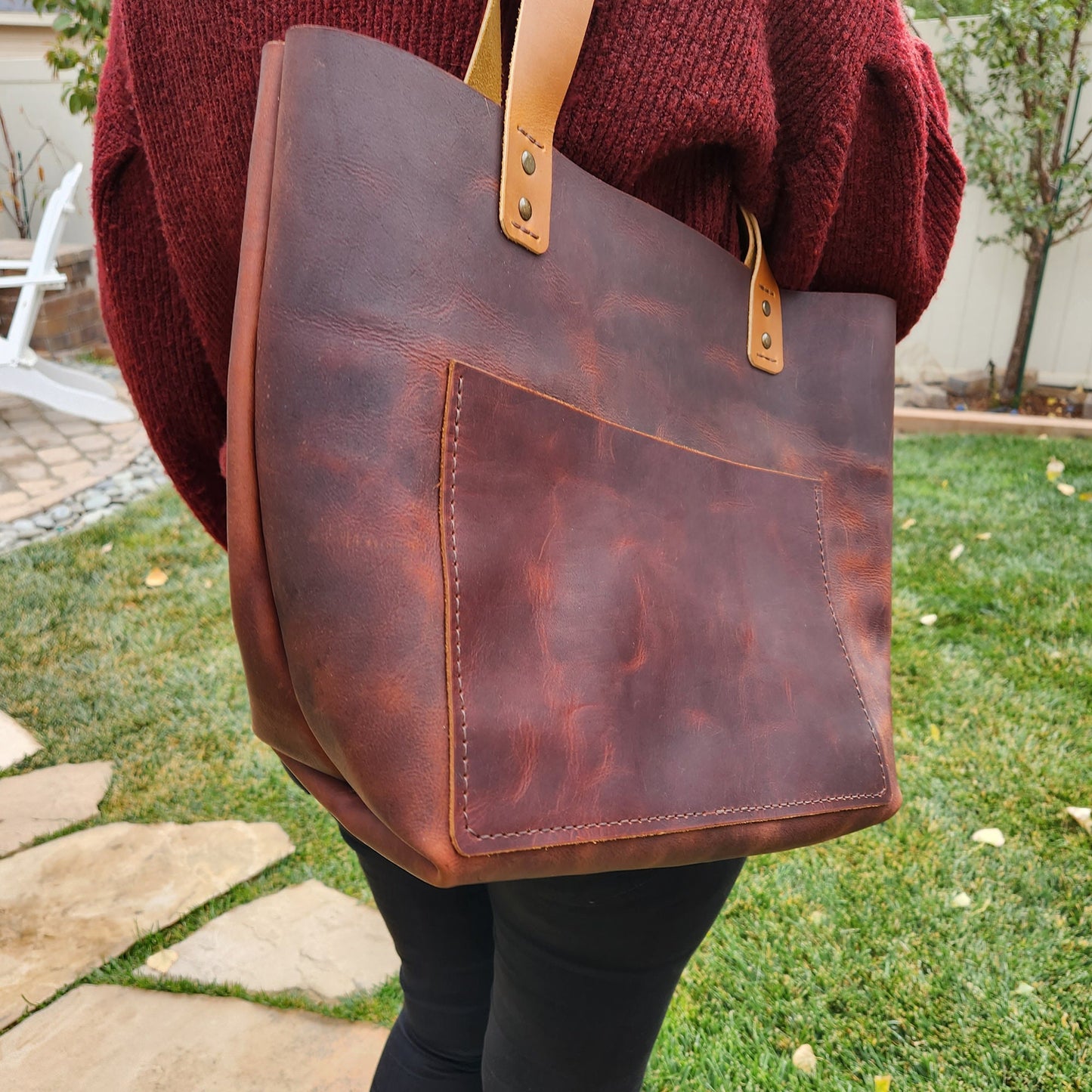 The Perfect Leather Tote - Ready for Christmas - Full Grain Leather Everyday Tote , Tote Bag Purse Handbag Carryall Bag, Gift for Her - Simple Good Leather