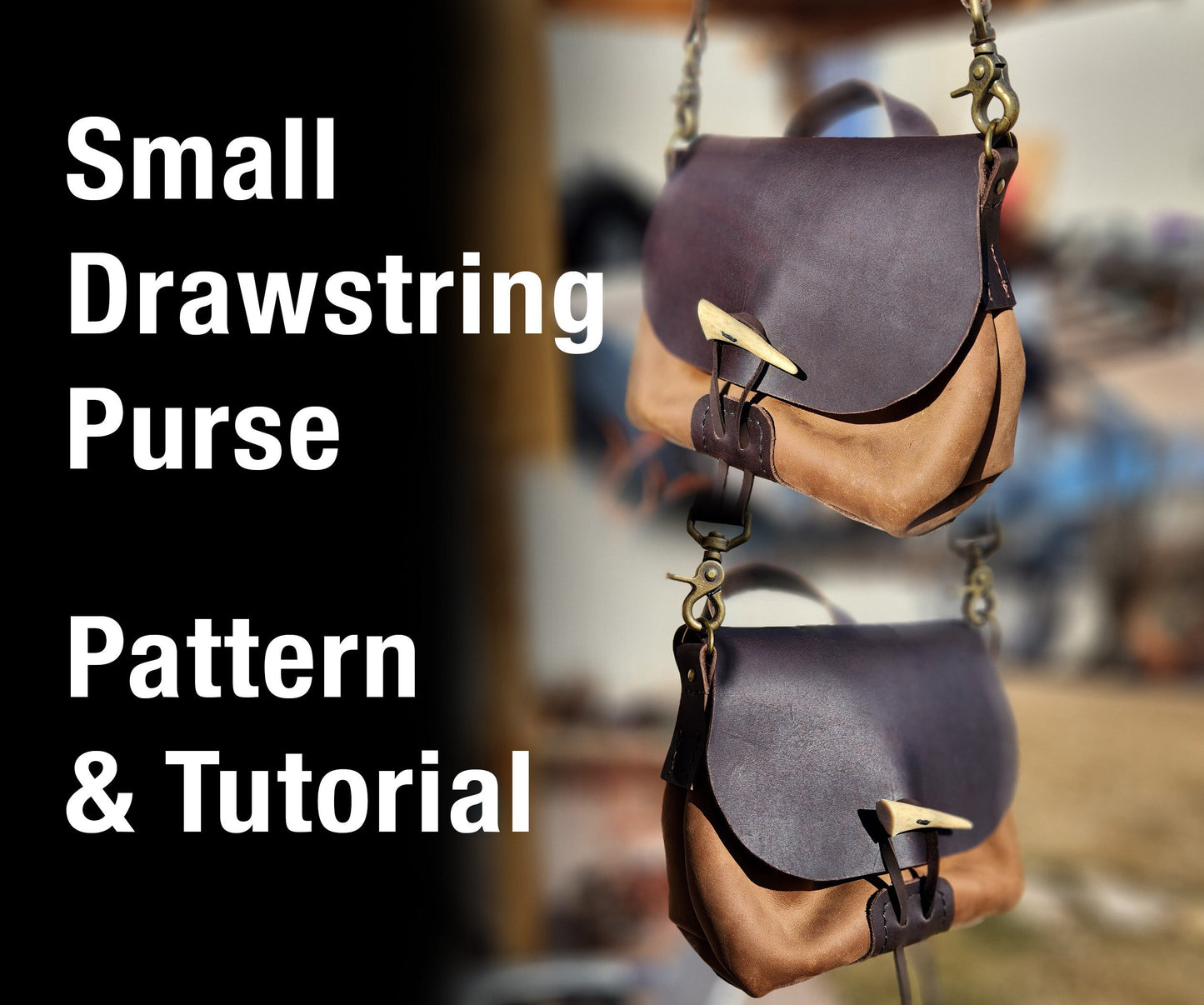 Drawstring Purse Style Bag Pattern - Leather Purse Pattern - PDF Download - DIY Leather Bag or Purse with Video Tutorial - Simple Good Leather