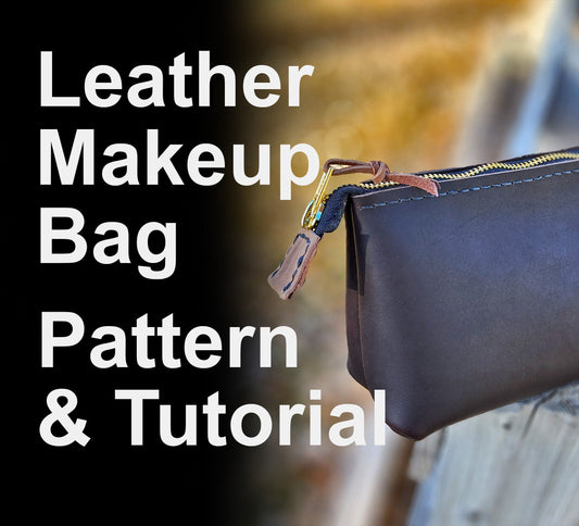 Leather Makeup Bag Pattern - DIY Leather Pattern - PDF Download - Small Leather Bag with Video Tutorial - Simple Good Leather