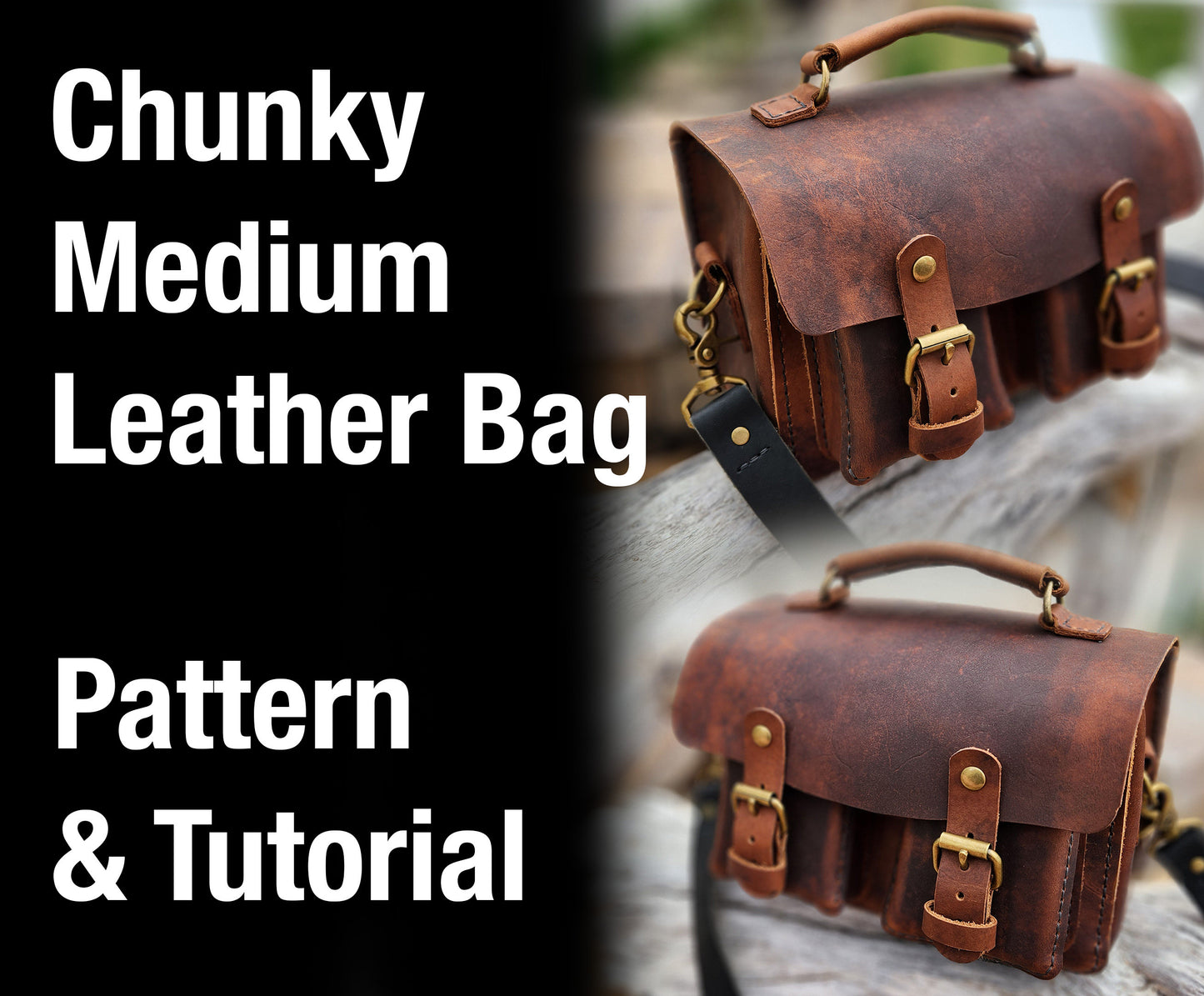 Chunky Leather Bag Pattern - DIY Medium Camera Bag Pattern - PDF Download - Leather Satchel - Leather Purse with Video Tutorial - Simple Good Leather