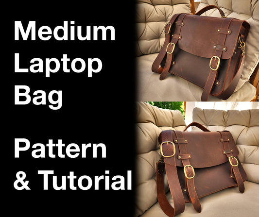 A Better Laptop Bag Pattern - DIY Medium Messenger Style Leather Bag Pattern - PDF Download - Leather Satchel with Video Tutorial - Simple Good Leather