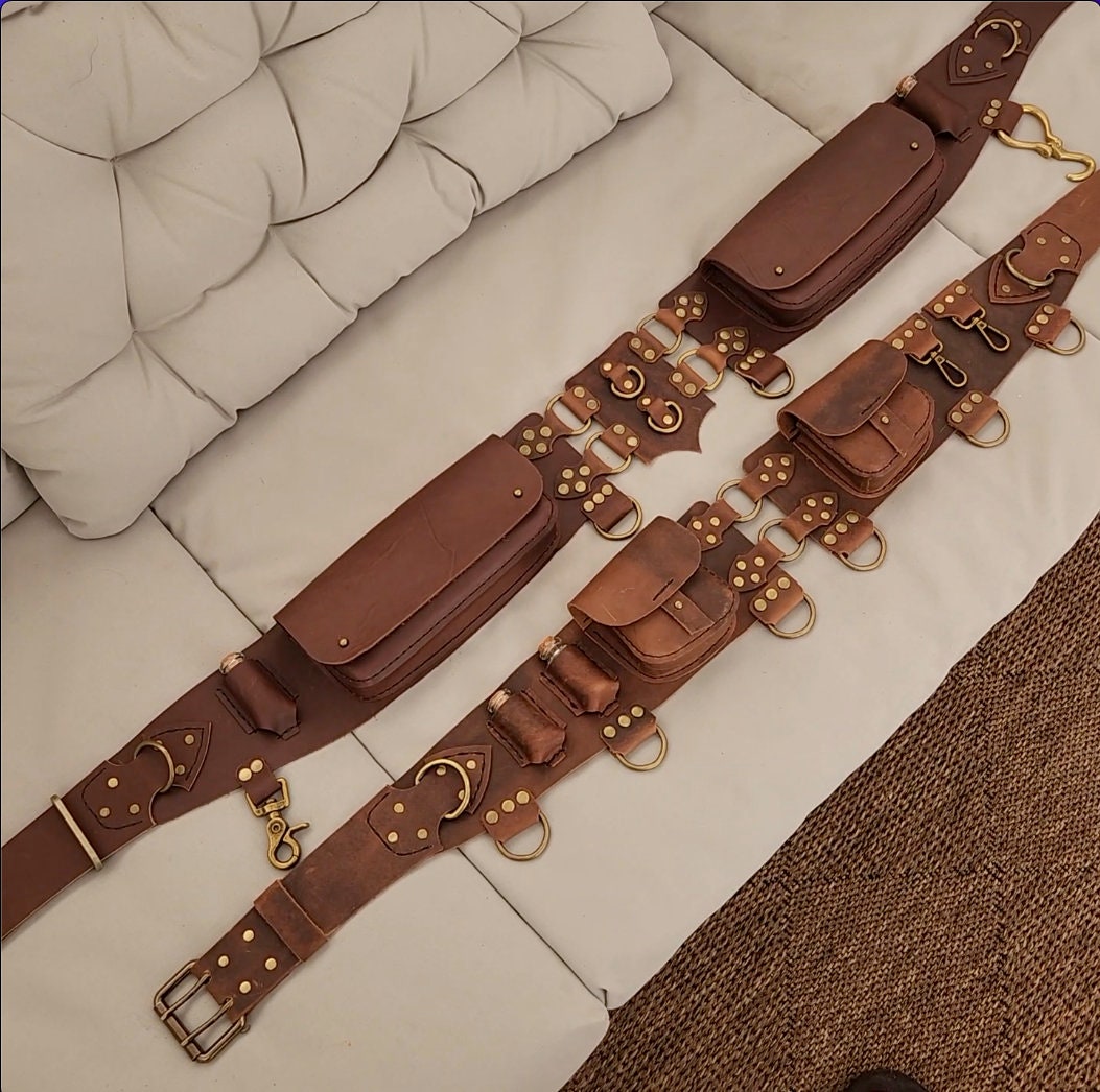 Steampunk Belt PDF Pattern Tutorial - DIY Leather Utility Belt - Medieval Ranger Belt Perfect for comiccon costume, renfaire cosplay, or D&D - Simple Good Leather