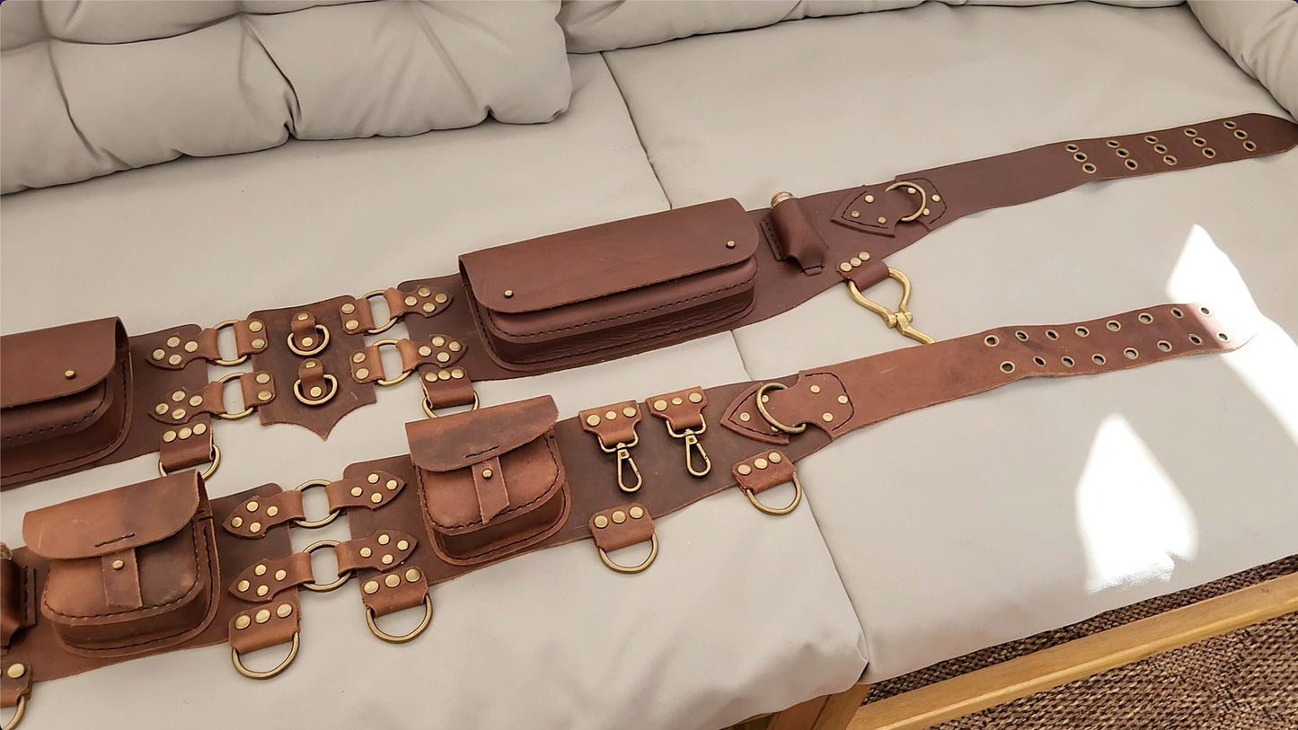 Steampunk Belt PDF Pattern Tutorial - DIY Leather Utility Belt - Medieval Ranger Belt Perfect for comiccon costume, renfaire cosplay, or D&D - Simple Good Leather