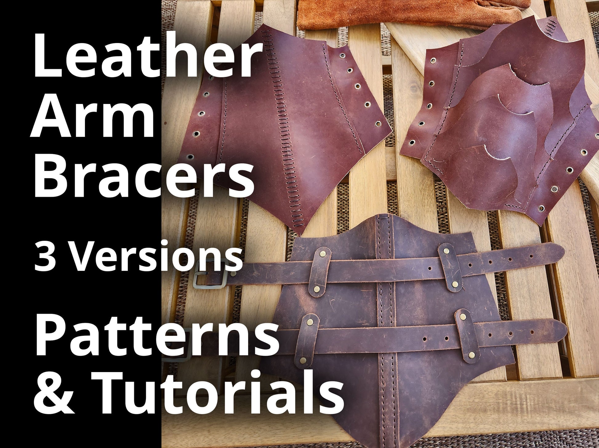 Leather Bracers Bundle and tutorials - DIY Armor Patterns: Medieval, Fantasy, LARP, Template for Cosplay or Renfair Bundle - PDF Download - Simple Good Leather