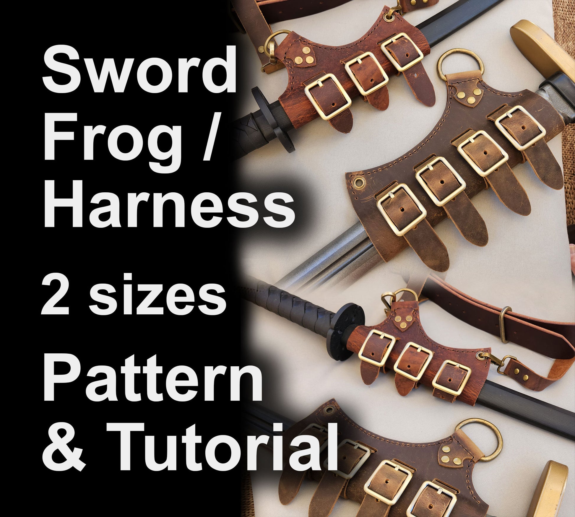 Medieval Fantasy Leather Sword Frog - DIY PDF Pattern Tutorial - Sword Harness / Holder Perfect for comiccon, LARP, costume, cosplay, or D&D - Simple Good Leather