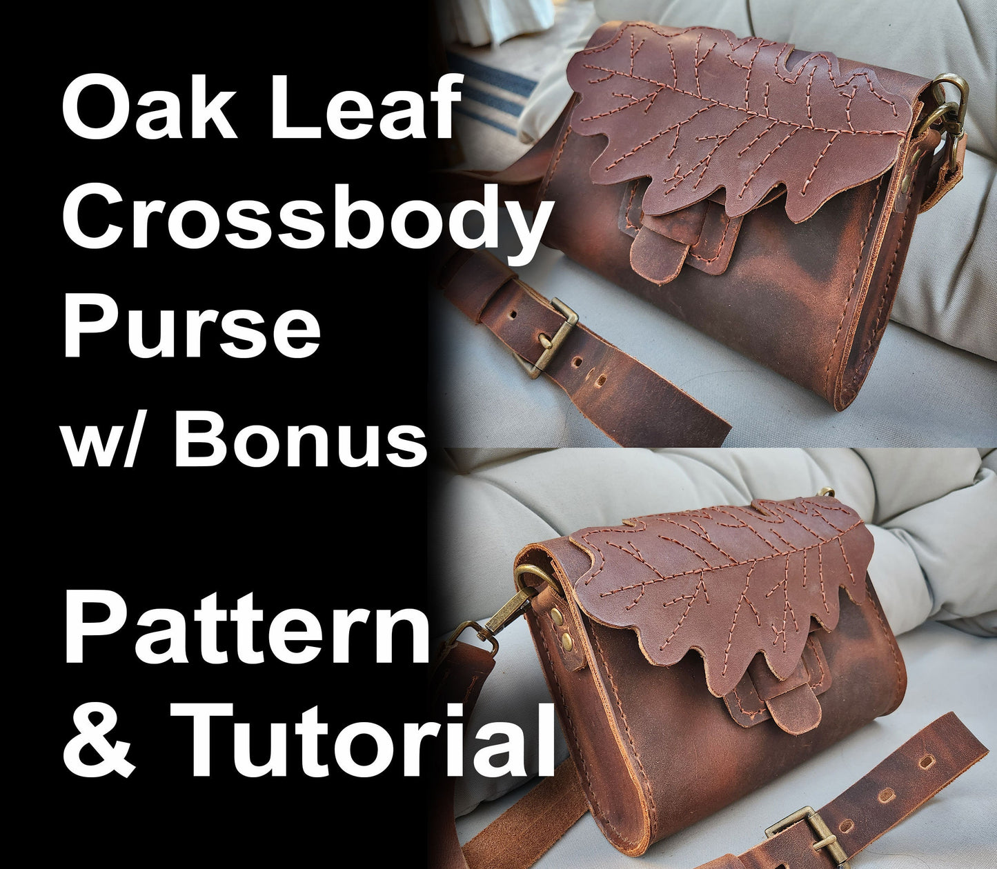 Oak Leaf Purse Pattern and Tutorial with free bonus version - DIY Cross Body Purse PDF Pattern  - a playfully subtle Autumn purse - Simple Good Leather