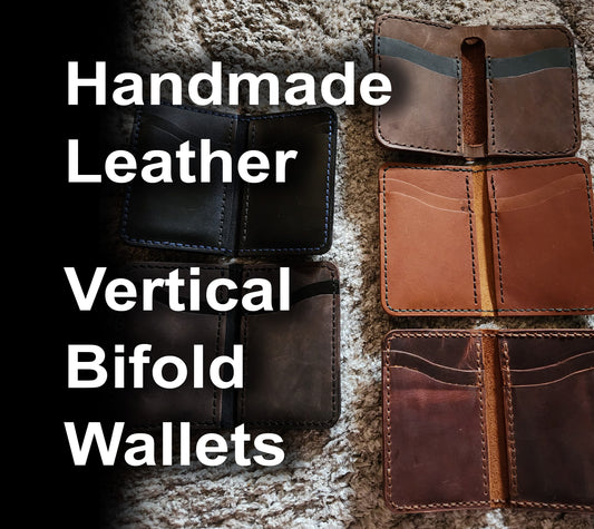 Premium Leather Bifold Wallet, Handmade Vertical Bifold Leather Gift, Minimalist Slim Bifold Wallet, Hand stitched Men's Wallet Personalized - Simple Good Leather