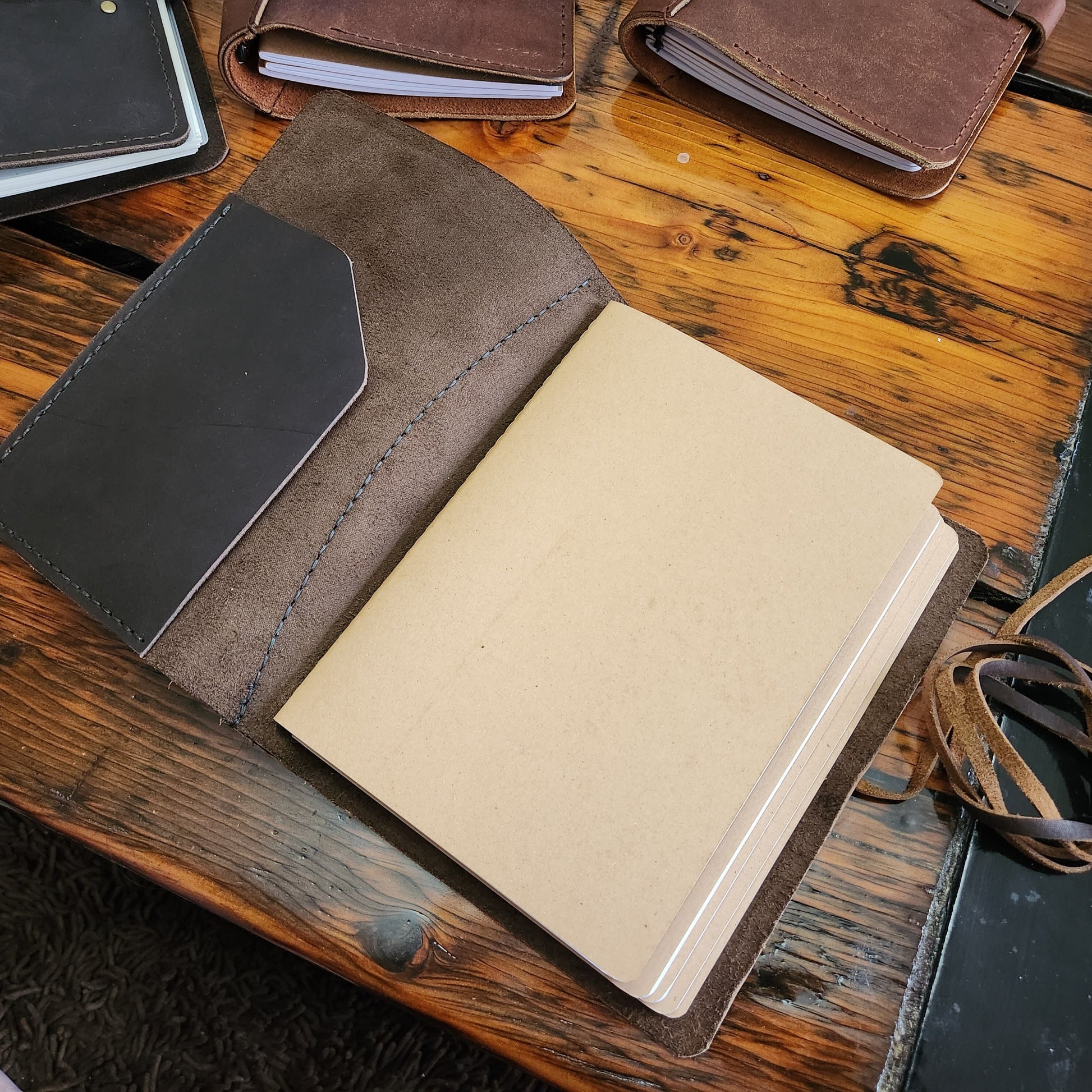 Leather Journal - Refillable Planner - Full Grain Leather Sketchbook - Musical Composition Notebook - A5 size paper inserts - Personalize - Simple Good Leather