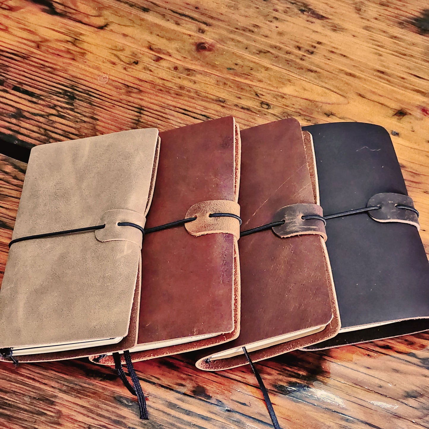 Leather Notebook, Refillable Sketchbook, or Travel Journal for Christmas, Leather Cover for Field Notes, Personalize option - Medium 4x6 - Simple Good Leather