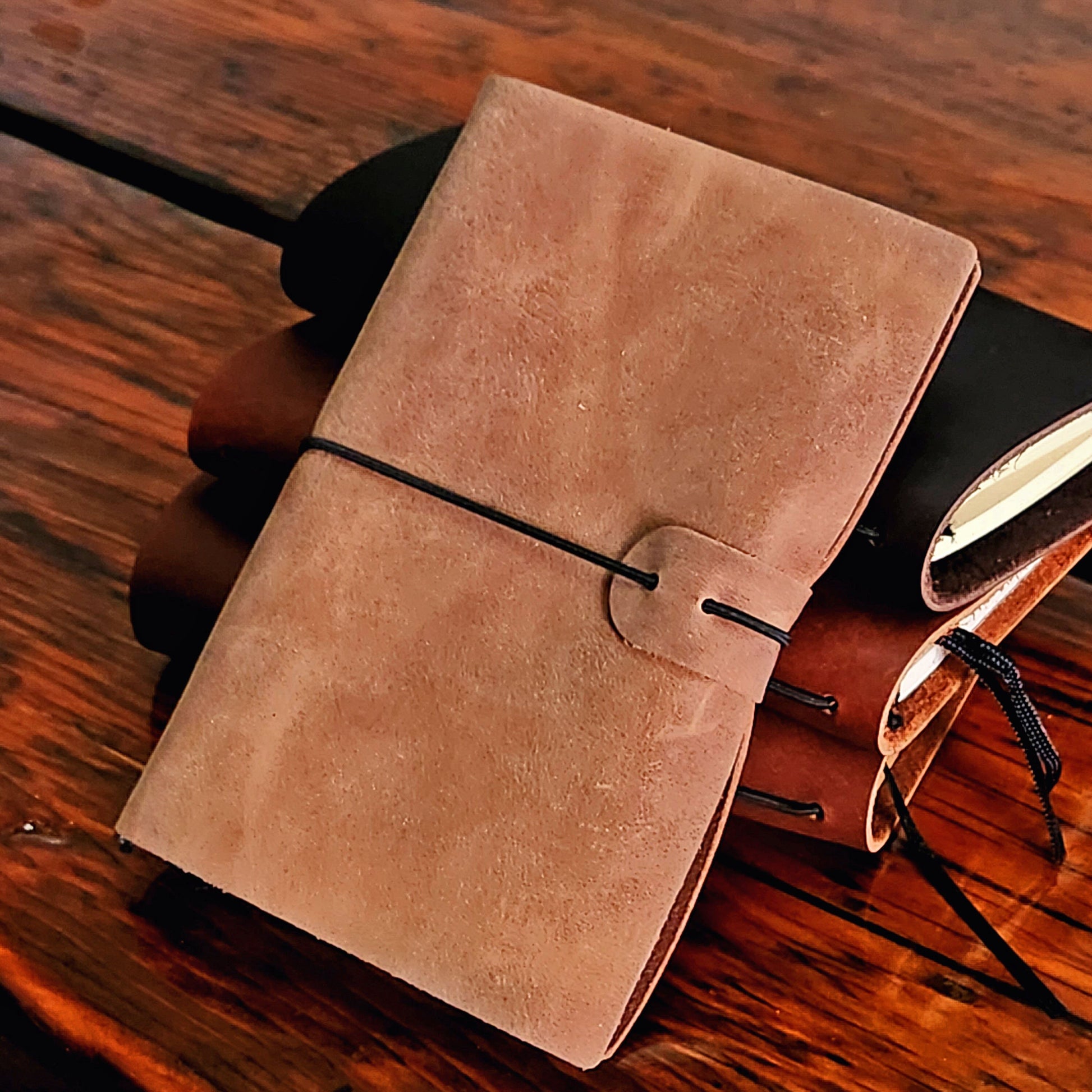 Leather Notebook, Refillable Sketchbook, or Travel Journal for Christmas, Leather Cover for Field Notes, Personalize option - Medium 4x6 - Simple Good Leather