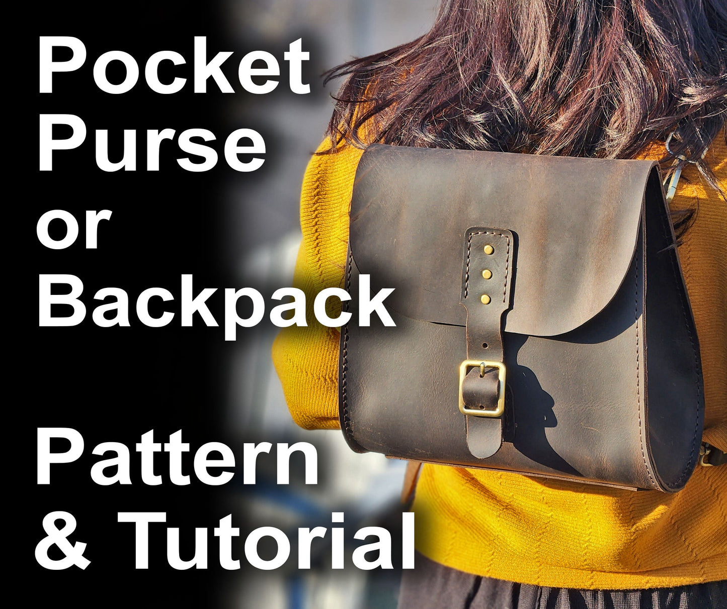 Leather pattern for Pocket Purse - Crossbody purse or Backpack PDF Pattern with Tutorial - DIY Leather Pattern - Simple Good Leather