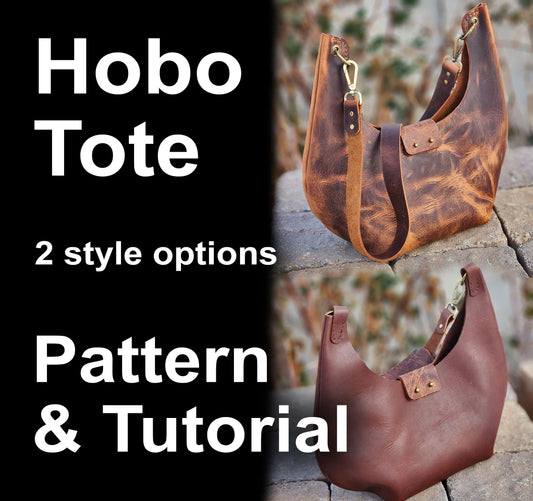 Leather Hobo Tote Pattern - 2 versions - DIY Leather Slouch Purse Pattern -  Leather Hobo Tote Bag - Simple Good Leather