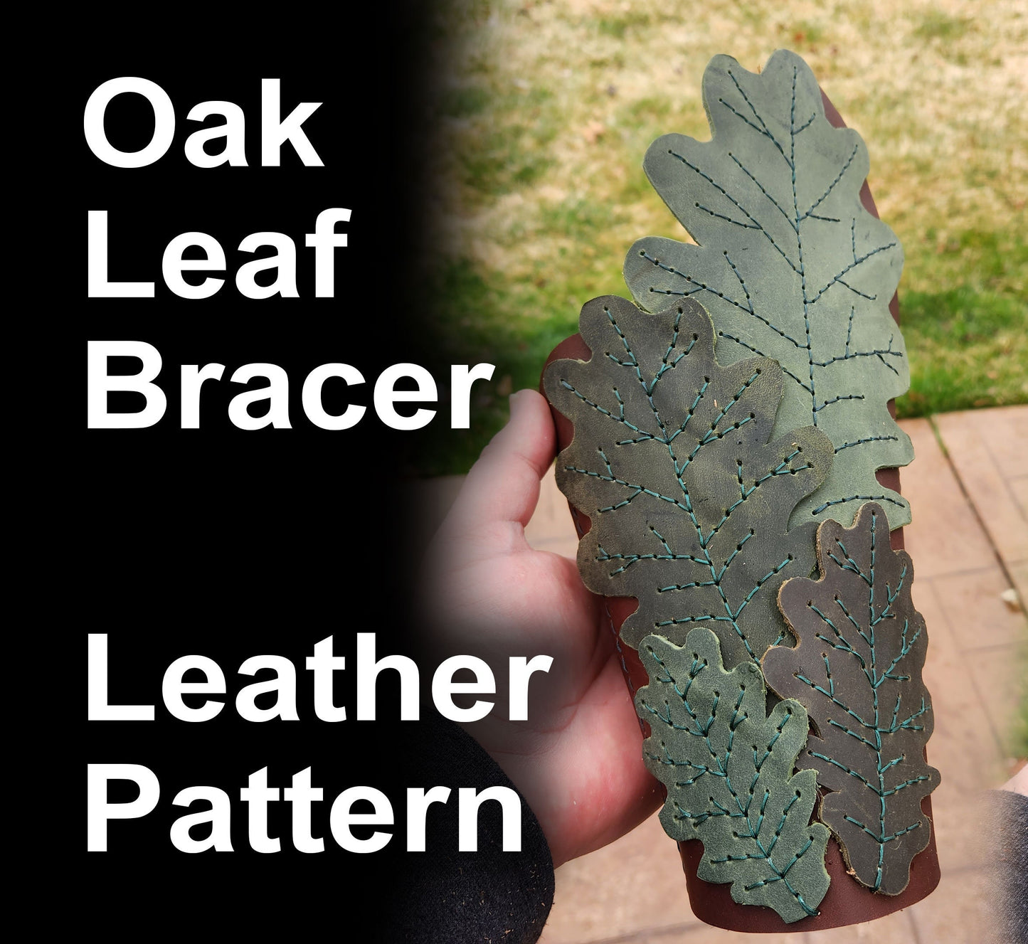 Oak Leaf Leather Bracers - DIY Leaf Arm Guard Patterns: Medieval Bracers, Fantasy, LARP, Template for Cosplay or Renfair - PDF Download - Simple Good Leather