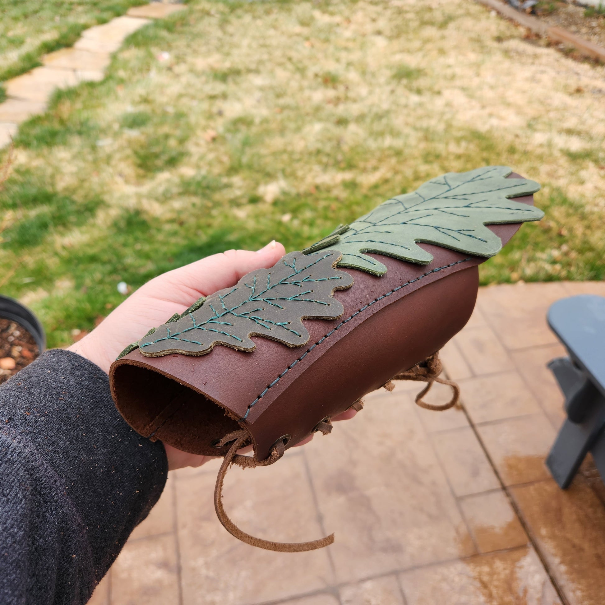 Oak Leaf Leather Bracers - DIY Leaf Arm Guard Patterns: Medieval Bracers, Fantasy, LARP, Template for Cosplay or Renfair - PDF Download - Simple Good Leather