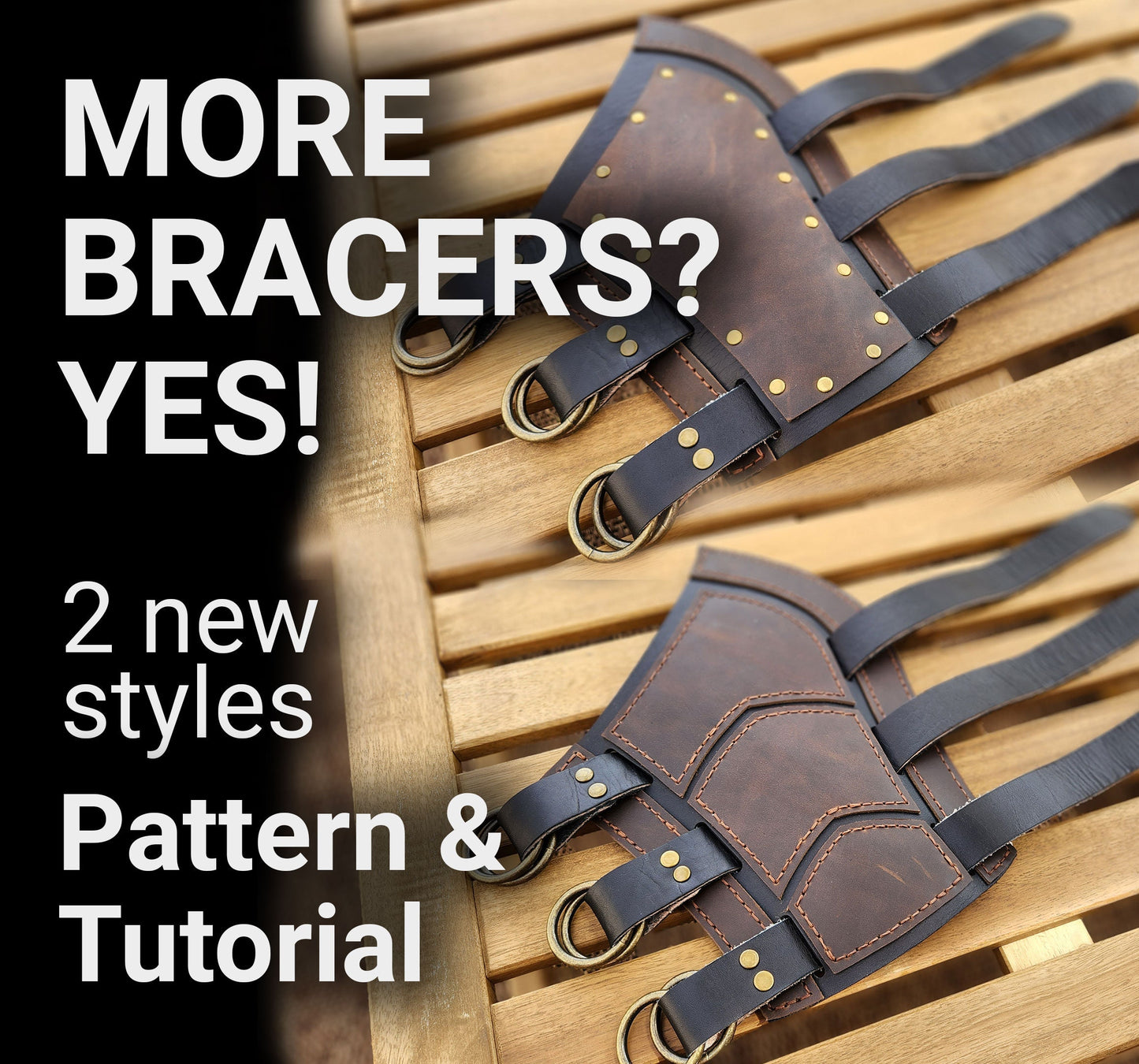 More Leather Bracers 2 styles  -DIY Arm Guard Patterns: Medieval Bracers, Fantasy, LARP, Template for Cosplay or Renfair Bundle PDF Download - Simple Good Leather