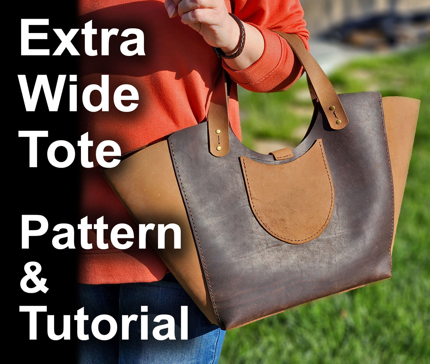 Extra Wide Tote Bag Pattern - Leather bag DIY - PDF Download - Leather Tote Pattern - Tote Bag Pattern - Tote Template - Simple Good Leather