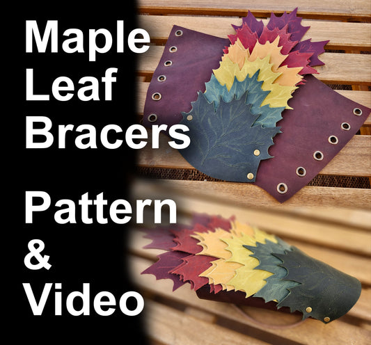 Maple Leaf Leather Bracers - PDF DIY Maple Leaves Arm Guard Patterns: Medieval Bracers, Fantasy, LARP, Template for Cosplay or Ren faire - Simple Good Leather