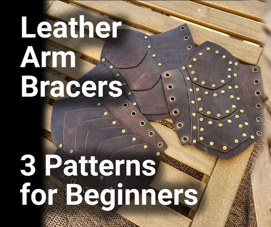 Leather Bracers Bundle for Beginners  - DIY Arm Guard Patterns: Medieval Bracers, Fantasy, LARP, for Cosplay or Renfair Bundle -PDF Download - Simple Good Leather