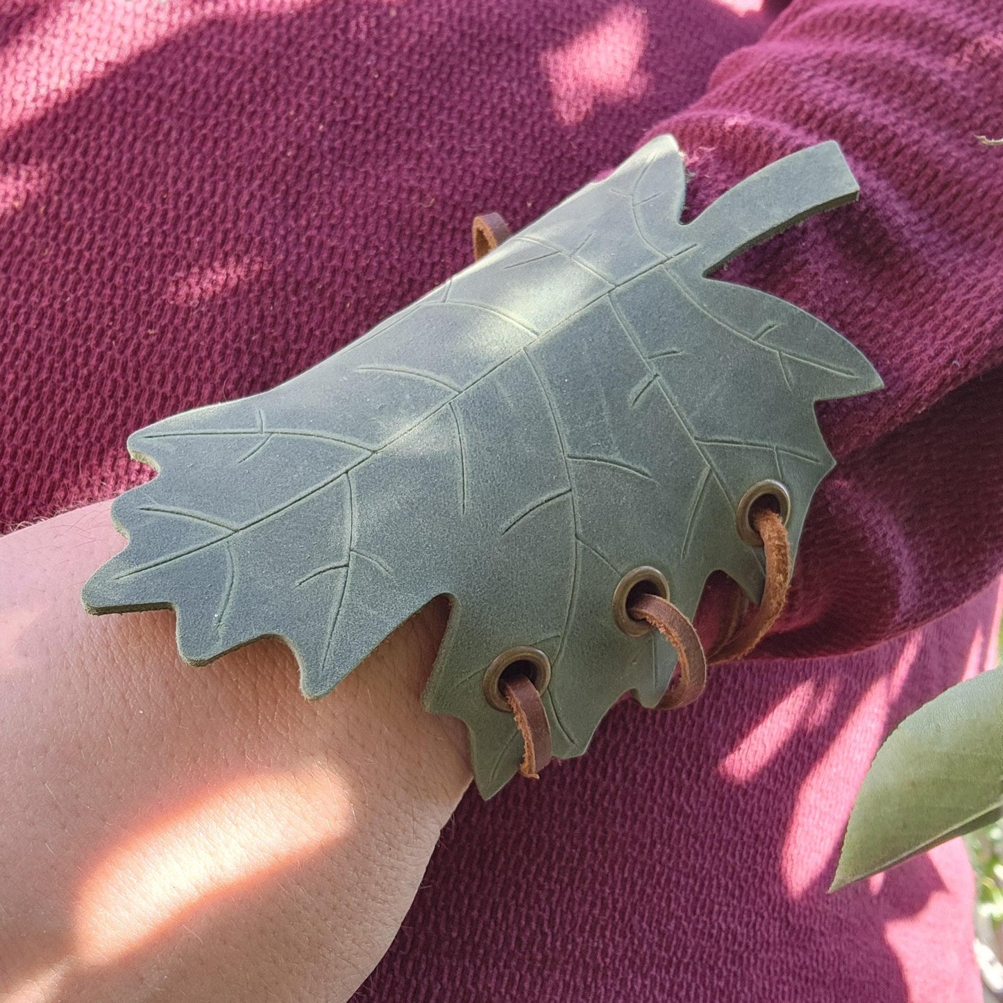 Fae Wrist Bracers - Fairy leaf Leather Wrist bracers - Leather Leaf Wrist Cuffs - Fae Leaf Cuffs - Simple Good Leather