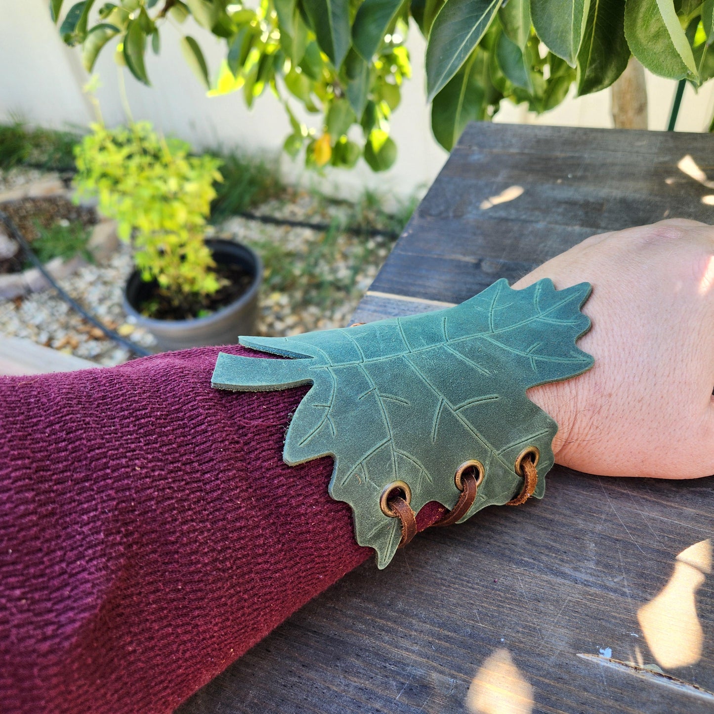 Fae Wrist Bracers - Fairy leaf Leather Wrist bracers - Leather Leaf Wrist Cuffs - Fae Leaf Cuffs - Simple Good Leather