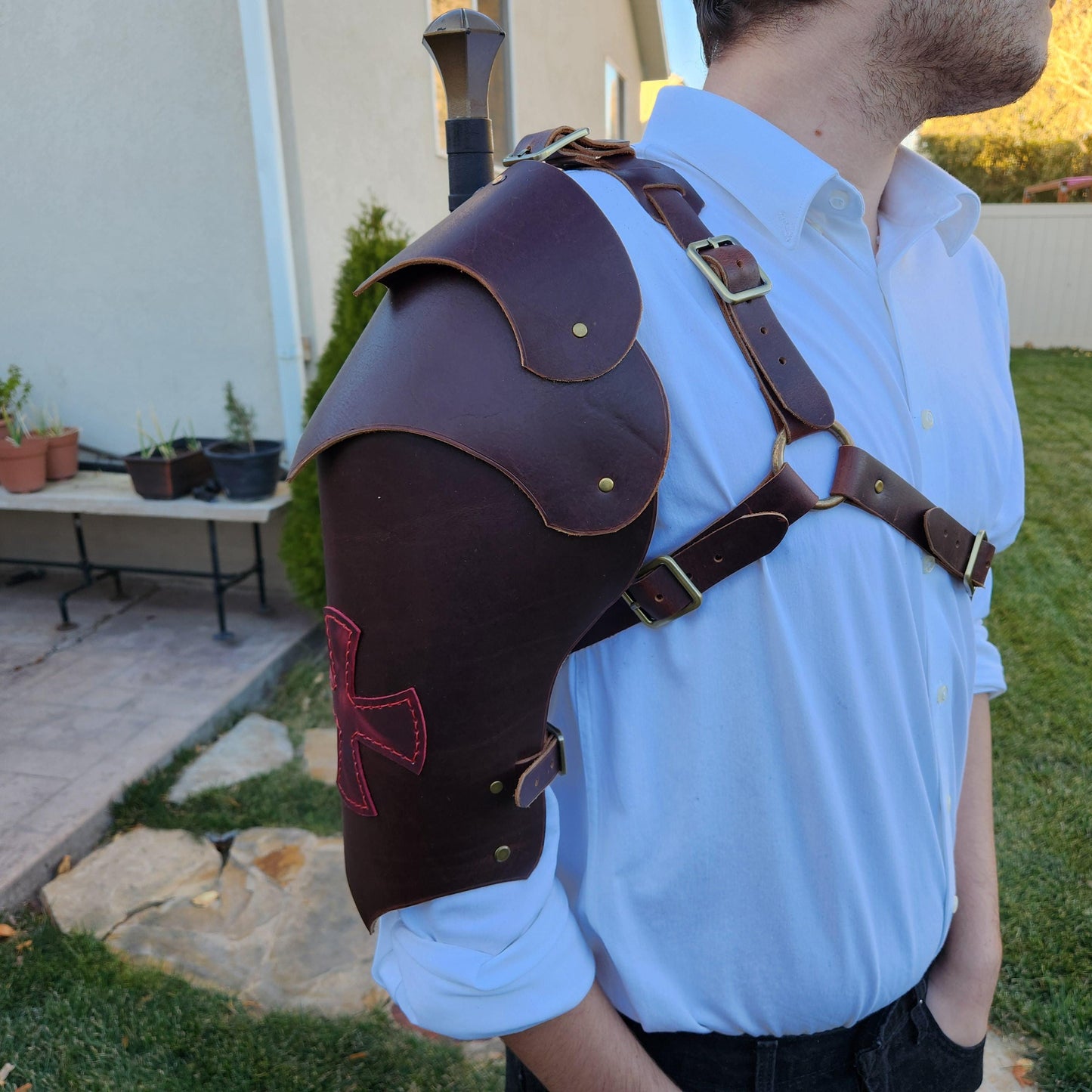 Leather Pauldrons Shoulder Armor 2 pack Templar Knight and Fairy Armor- Two DIY PDF Patterns and Video Tutorial - Cosplay LARP - Simple Good Leather