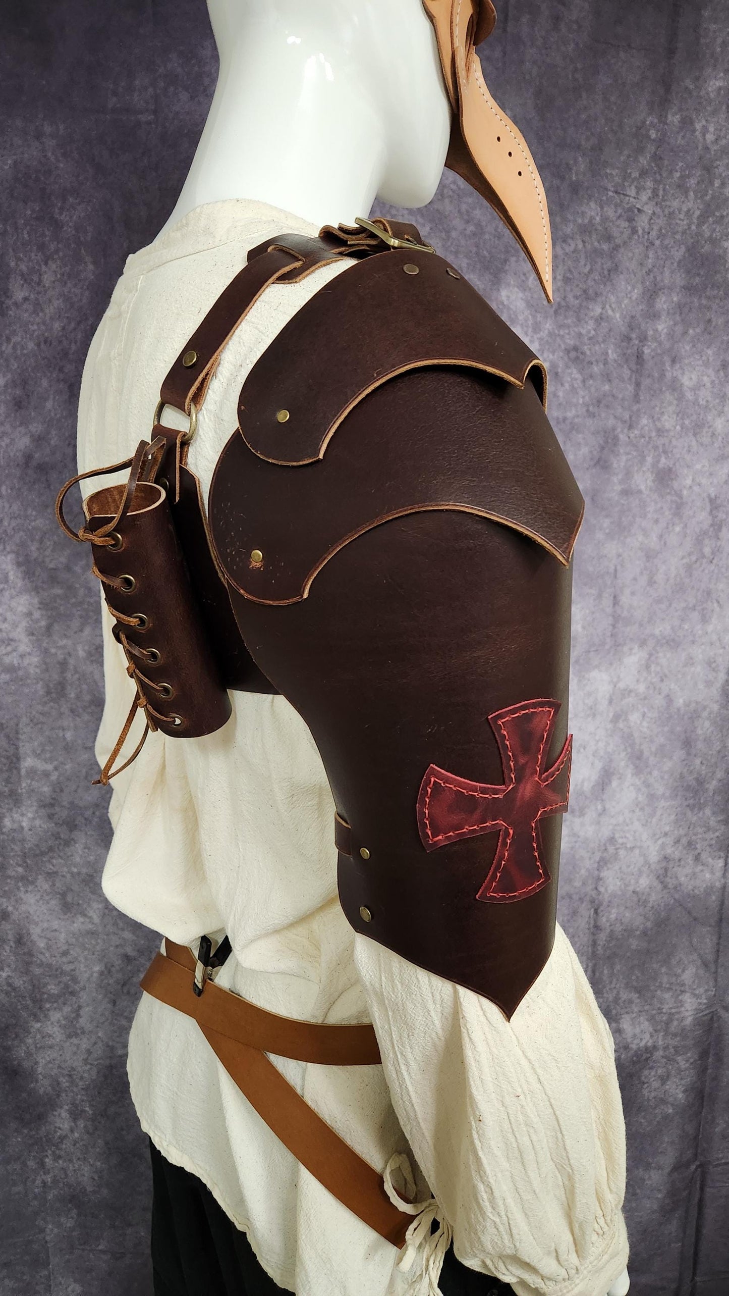 Leather Pauldrons Shoulder Armor 2 pack Templar Knight and Fairy Armor- Two DIY PDF Patterns and Video Tutorial - Cosplay LARP - Simple Good Leather