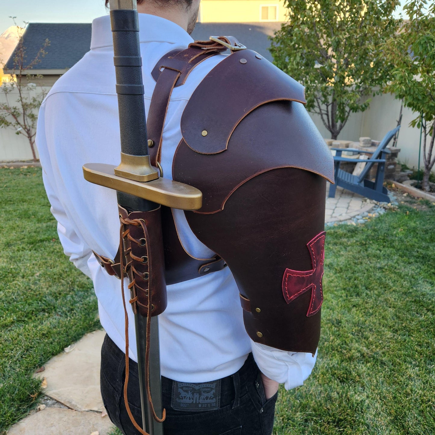 Leather Pauldrons Shoulder Armor 2 pack Templar Knight and Fairy Armor- Two DIY PDF Patterns and Video Tutorial - Cosplay LARP - Simple Good Leather