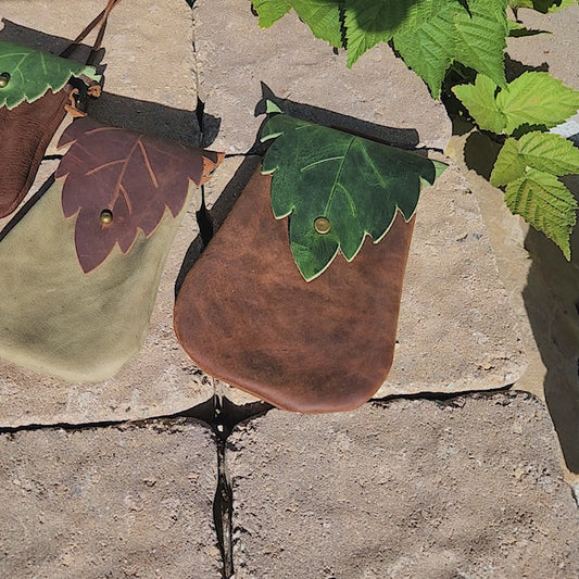 Fairy Leaf Pouch Pattern Bundle – 4 Sizes DIY Leather PDF | Forest Elf, Druid, or Fae Belt Pouch for Cosplay, LARP, or Renaissance Faire